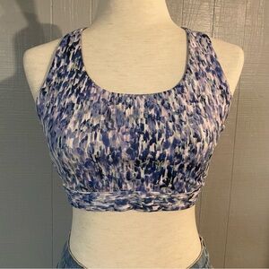 Athleta Ultimate Sports Bra Flare Abstract Blue Medium Racerback Medium D-DD